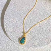 Natural Australia Black Opal Necklace D2.04ct d0.07ct, 18K